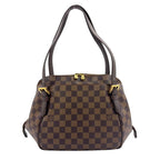 Louis Vuitton Belem Damier Ebene Leather Brown Shoulder Bag Gold