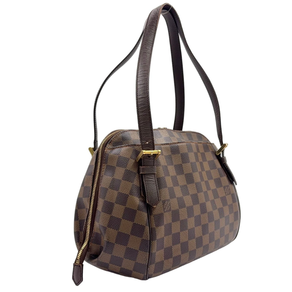 Louis Vuitton Belem Damier Ebene Leather Brown Shoulder Bag Gold — view 2
