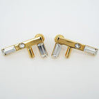 Fendi Earrings Fast Logo Brass Crystal 8 Ah713 Gold Accessories — view 3