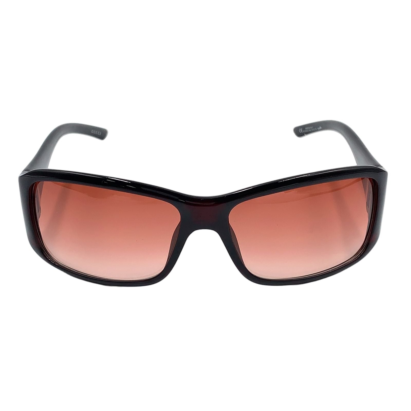 Gucci Vintage Logo Acetate Metal Dark Brown Sunglasses Gold Eyewear