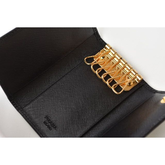 Prada Key Case Holder 6 Rings 1 Pg222 Black — view 2