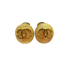 Chanel Limited CC Logo Round Gold Plated Earrings