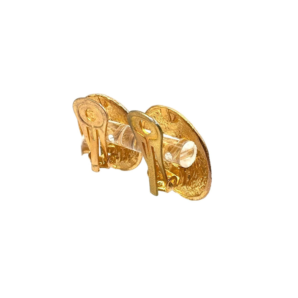 Chanel Limited CC Logo Round Gold Plated Earrings — view 2