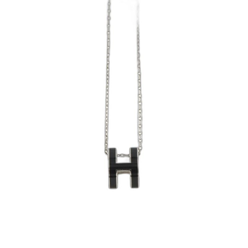 Hermes Pop Necklace Black Silver