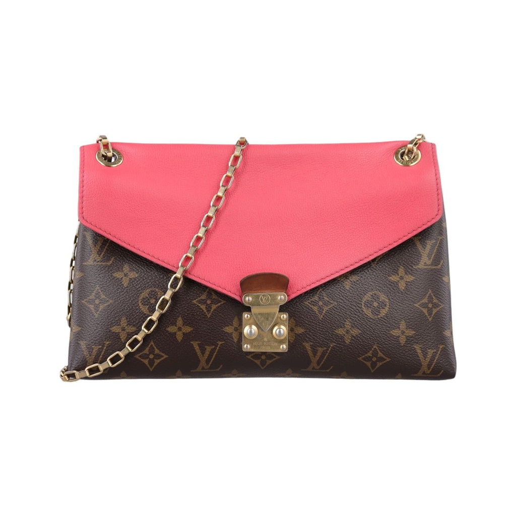 Louis Vuitton Pallas Chain Monogram Brown Poppy Petal Canvas Calf Leather