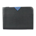 Prada Document Case Second Bag 2 Vn003 Leather Black Blue Silver Hardware