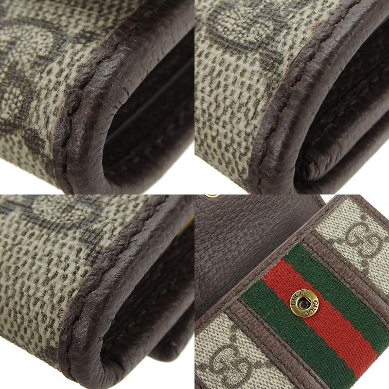 Gucci Key Case Off Deer Sherry GG Supreme Canvas Leather Beige Green Red — view 7