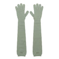 Fendi Cashmere Knit Long Gloves Arm Cover Logo Five Fingers Green