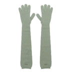 Fendi Cashmere Knit Long Gloves Arm Cover Logo Five Fingers Green