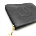 Chanel CC Logo Caviar Leather Mini Pouch Second Black — view 5