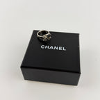 Chanel CC Logo Camellia Ring Silver Black Vintage
