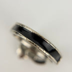 Chanel CC Logo Camellia Ring Silver Black Vintage
