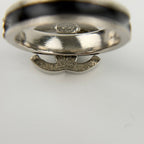 Chanel CC Logo Camellia Ring Silver Black Vintage