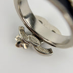 Chanel CC Logo Camellia Ring Silver Black Vintage