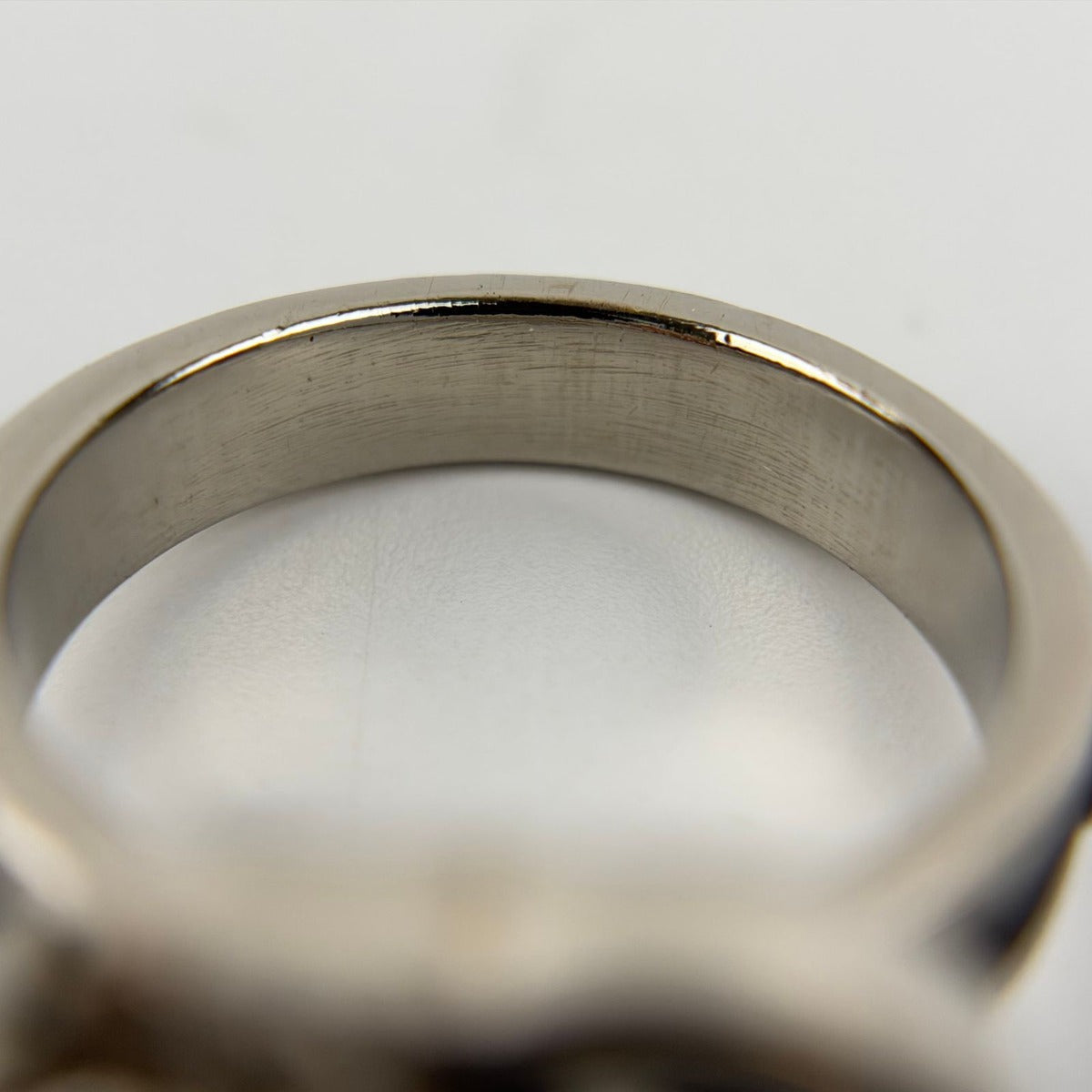 Chanel CC Logo Camellia Ring Silver Black Vintage