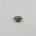 Chanel CC Logo Camellia Ring Silver Black Vintage