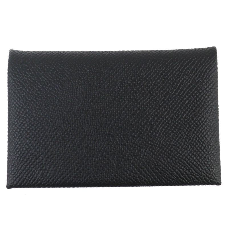 Hermes Calvi Veau Epsom Silver Hardware Business Card Holder Coin Case — view 2