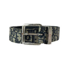 Dior Blue Jacquard Navy Silver Canvas Leather Belt