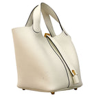Hermes Handbag Picotin Lock PM Taurillon Clemence White Gold — view 2