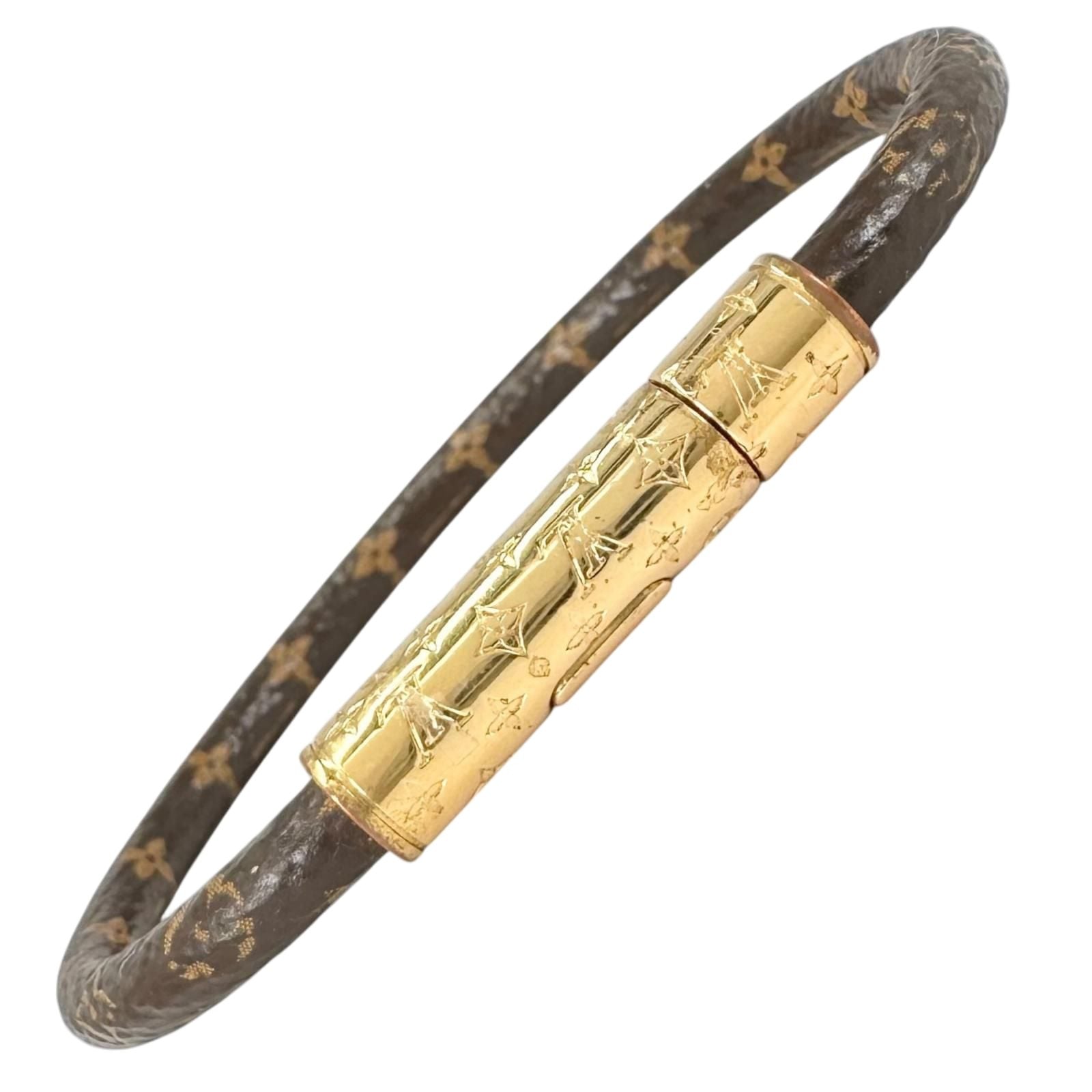 Louis Vuitton Bracelet LV Confidential Monogram Brown Gold