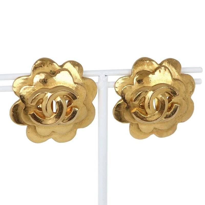 Chanel Flower Coco Mark Vintage Gold Plated 96 P 23.6 g Earrings