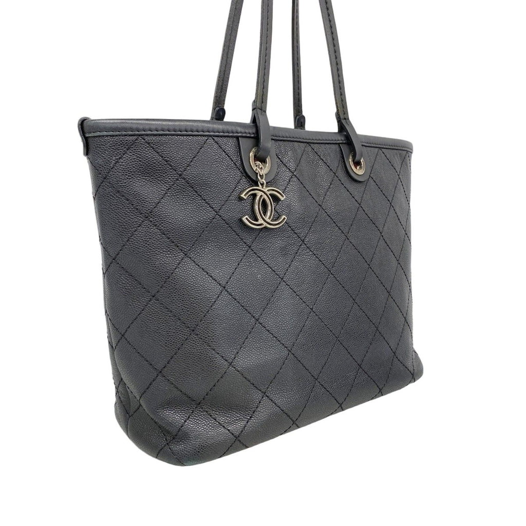Chanel Tote Caviar Leather Black Silver — view 2