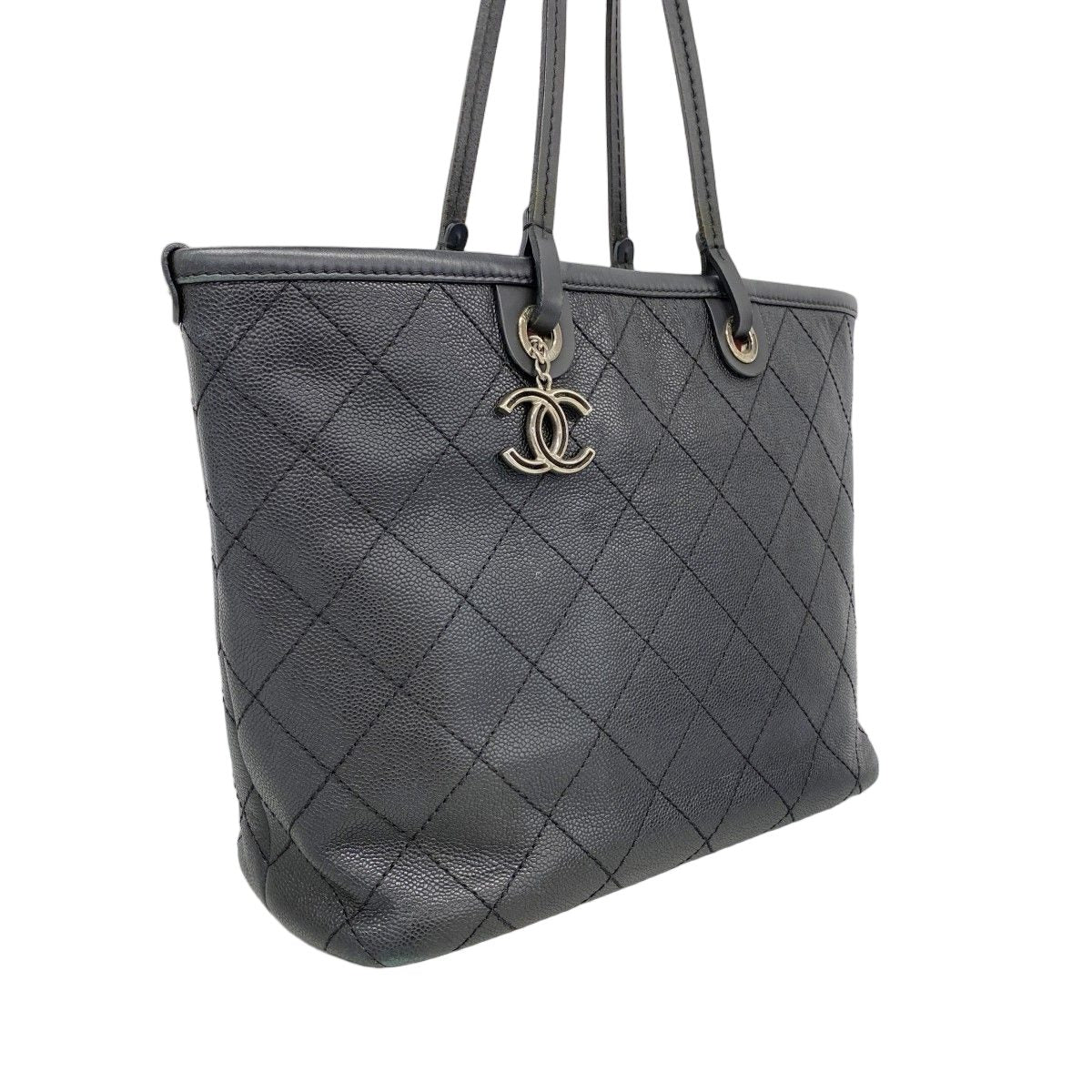 Chanel Tote Caviar Leather Black Silver — view 2