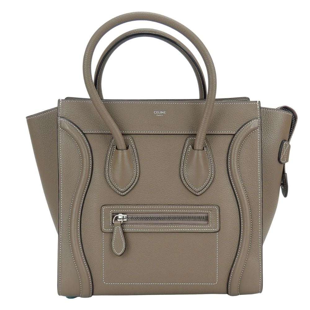 Celine Tote Micro Luggage Leather Grey Silver