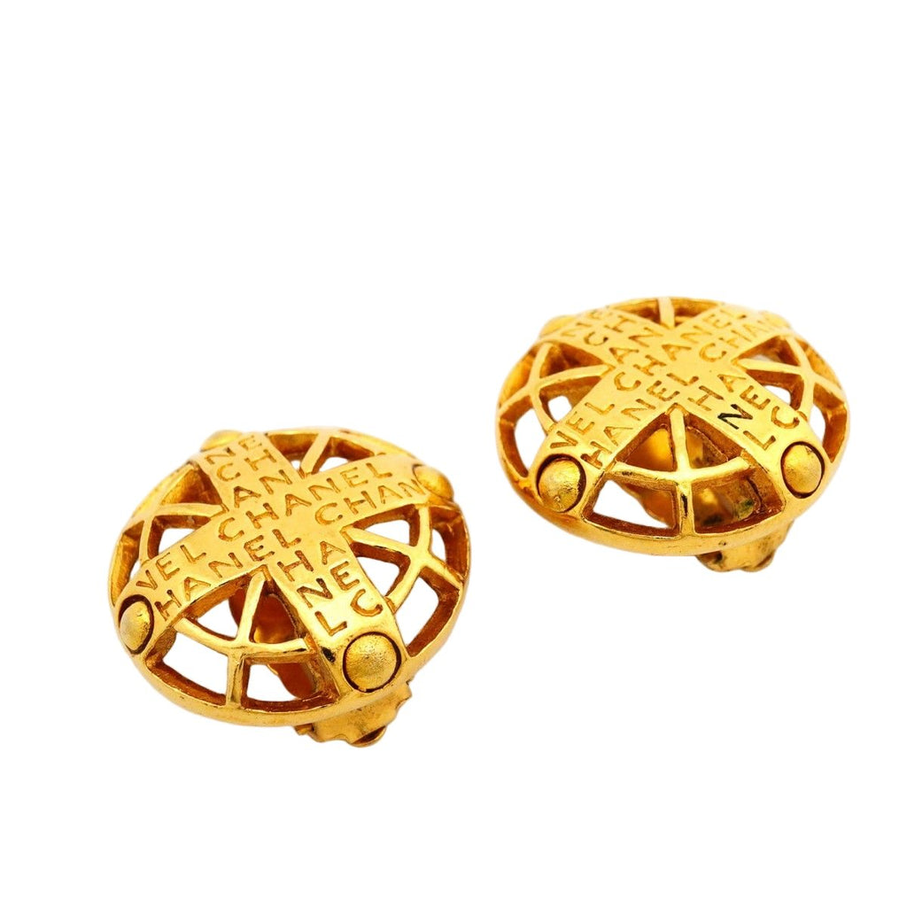 Chanel Earrings Vintage Logo Gold Plated — view 2