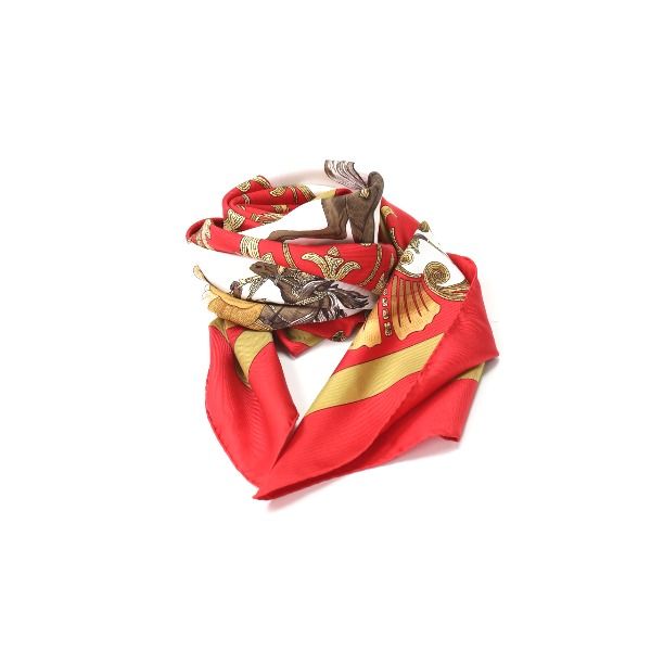 Hermes Carre 90 Cheval Jurc Turkish Horse Scarf Red — view 6