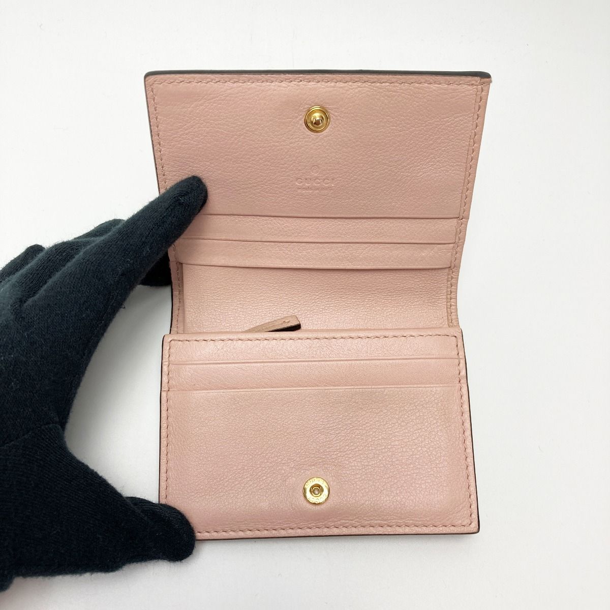Gucci GG Supreme Bifold Card Case Wallet Pink Ice Cream — view 3