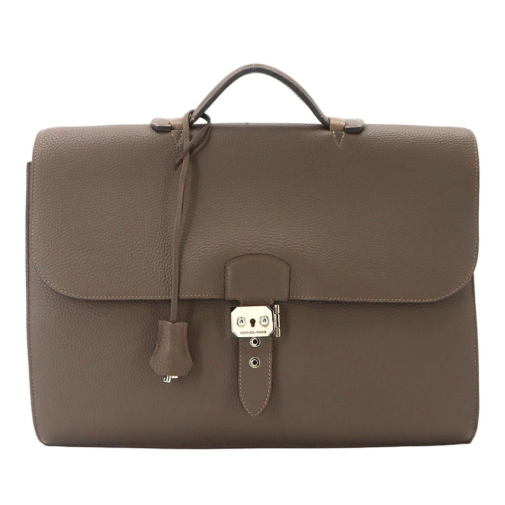 Hermes Sac a Depeche 38 Briefcase Business Togo Taupe