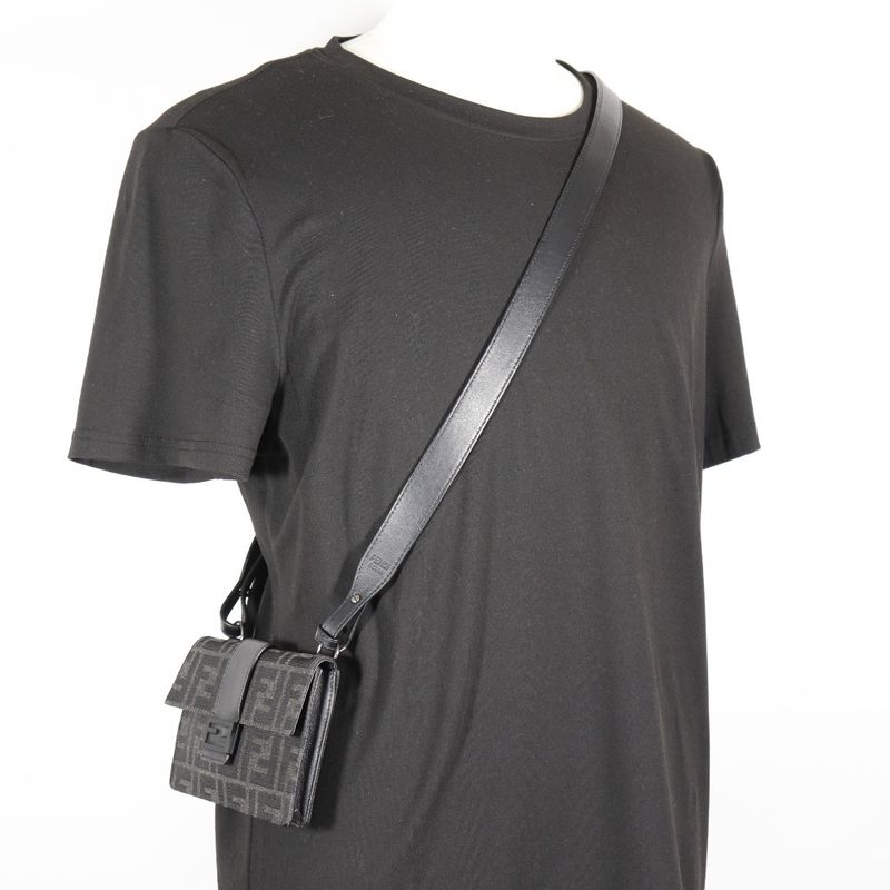 Fendi Marsupio Baguette 3-Way Clutch 7 M0295 Nylon Canvas And Leather Black — view 9