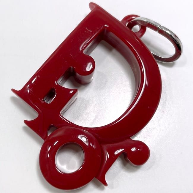 Christian Dior Key Ring Red Silver Plastic — view 3