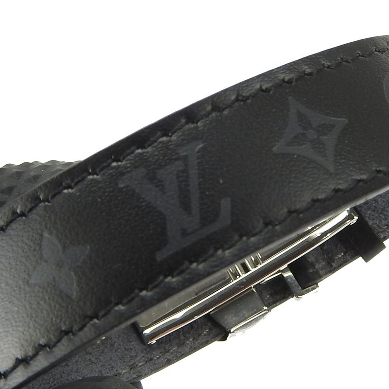Louis Vuitton Bracelet Vu Good Luck Leather Black Silver Hardware — view 6