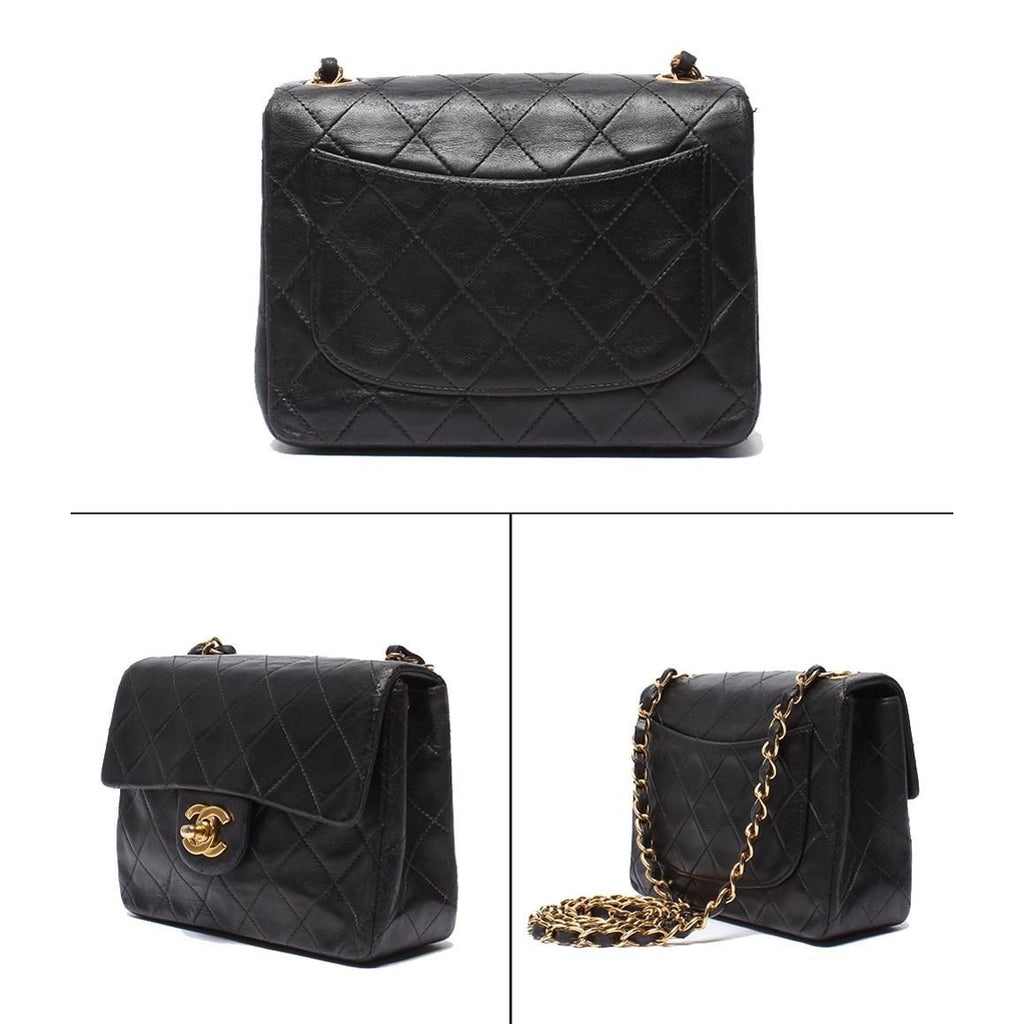 Chanel Chain Shoulder Bag Gold Lambskin Single Flap — view 2