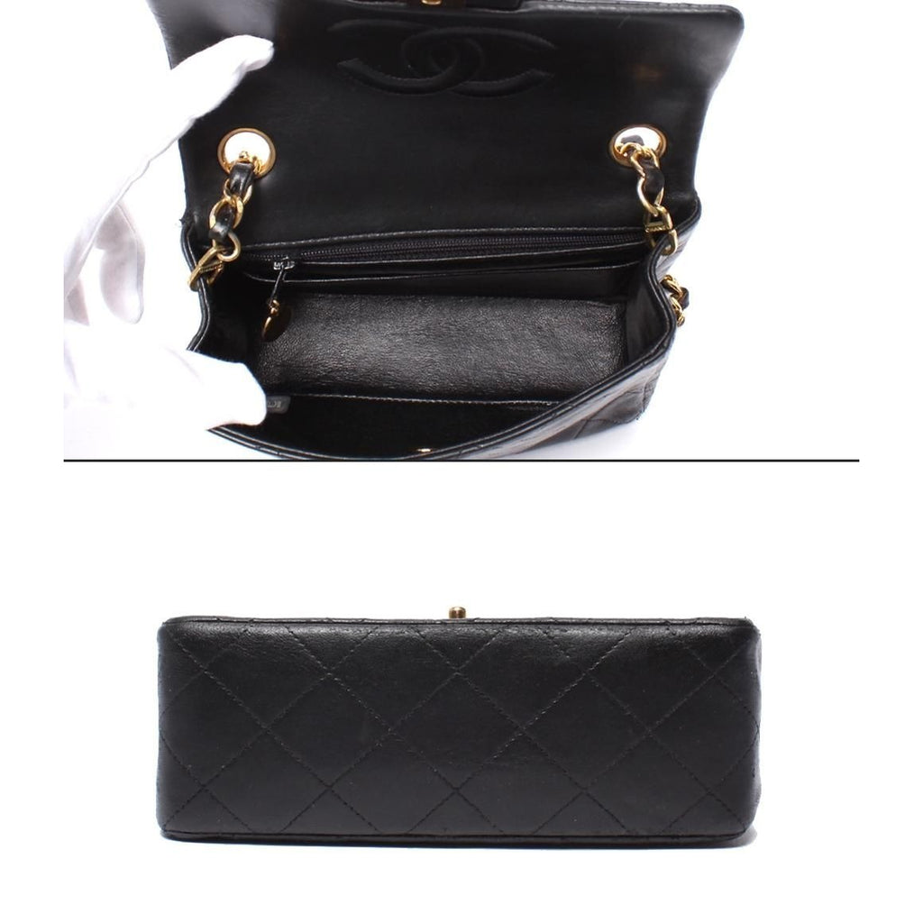 Chanel Chain Shoulder Bag Gold Lambskin Single Flap — view 3