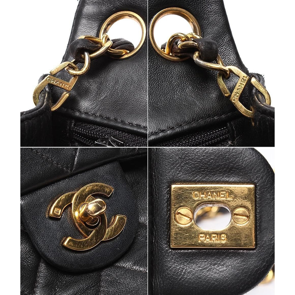 Chanel Chain Shoulder Bag Gold Lambskin Single Flap — view 6