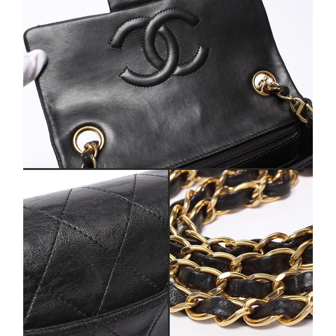 Chanel Chain Shoulder Bag Gold Lambskin Single Flap — view 9