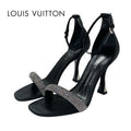 Louis Vuitton Appeal Line Sandals Shoes Satin Black Silver Rhinestone