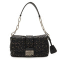 Dior Christian New Rock Cannage Chain Shoulder Bag Leather Black Silver
