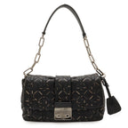 Dior Christian New Rock Cannage Chain Shoulder Bag Leather Black Silver
