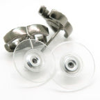 Chanel Coco Mark Earrings F19 V Rhinestone Metal Gunmetal Box — view 7