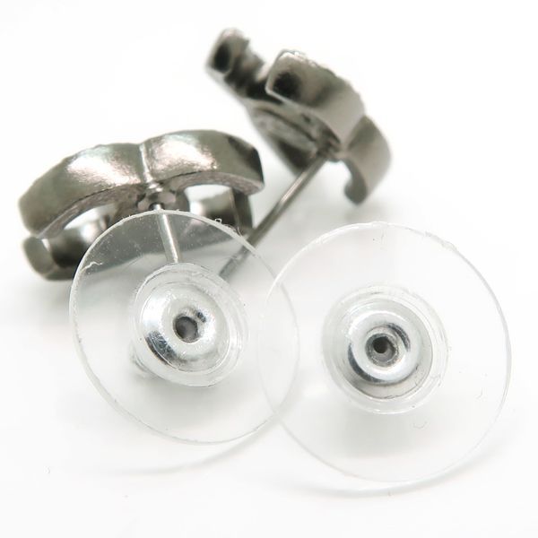 Chanel Coco Mark Earrings F19 V Rhinestone Metal Gunmetal Box — view 7