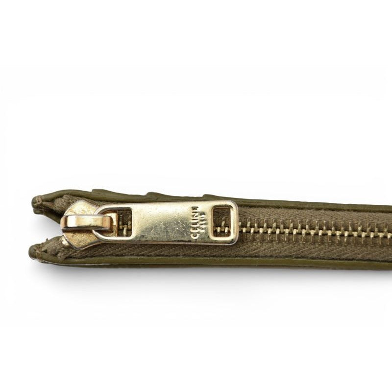 Celine Coin Case Card Holder Zip Triomphe Embossed Olive — view 3