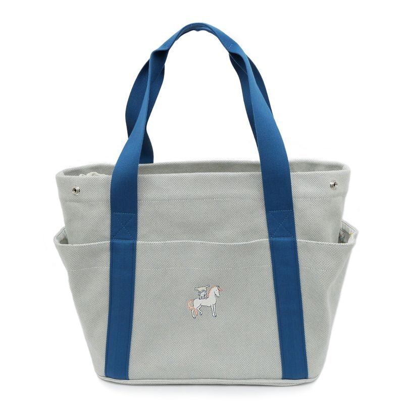Hermes Cabrio Mother's Bag Blue Nattier Toile Ash Tote Canvas — view 3