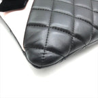Chanel CC Logo Quilted Camellia Lambskin Clutch Black Pink Case — view 4