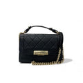 Chanel Bag Shoulder Black Gold Click Label Logo Single Flap Chain 2-Way
