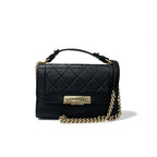 Chanel Bag Shoulder Black Gold Click Label Logo Single Flap Chain 2-Way