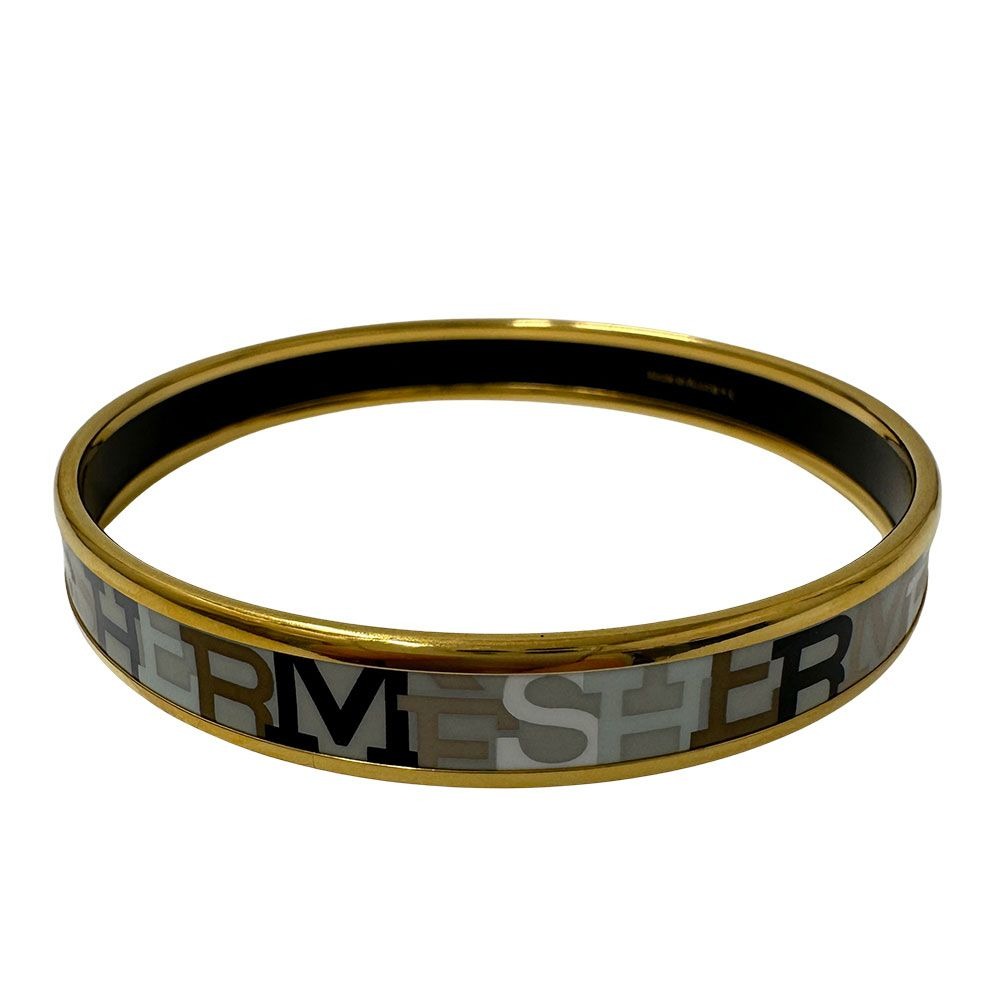 Hermes Bangle Carre Cheux Enamel PM' Brand GP Gold Black